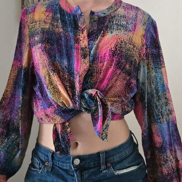 Vintage Abstract Colourful Silk Blouse - Picture 10 of 10